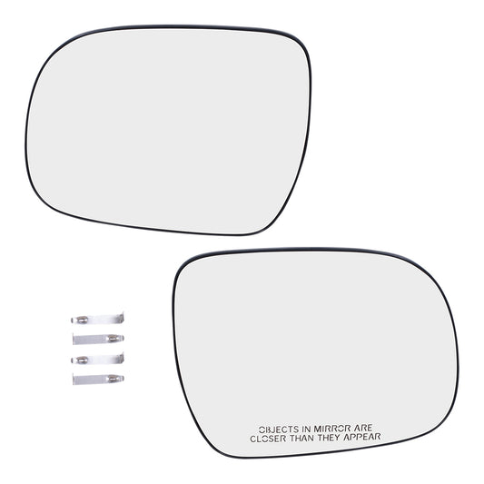 Brock Aftermarket Replacement Part Driver and Passenger Side Mirror Glass and Base without Heat Set Compatible with 2005-2011 Toyota Tacoma