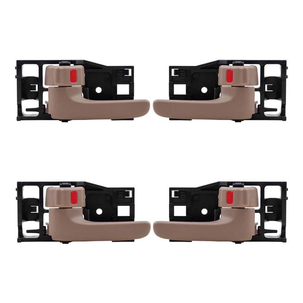 Brock Replacement Driver and Passenger Side Front and Rear Inside Brown/Oak Door Handles 4 Piece Set Compatible with 2001-2004 Sequoia & 2004-2006 Tundra Double Cab ONLY
