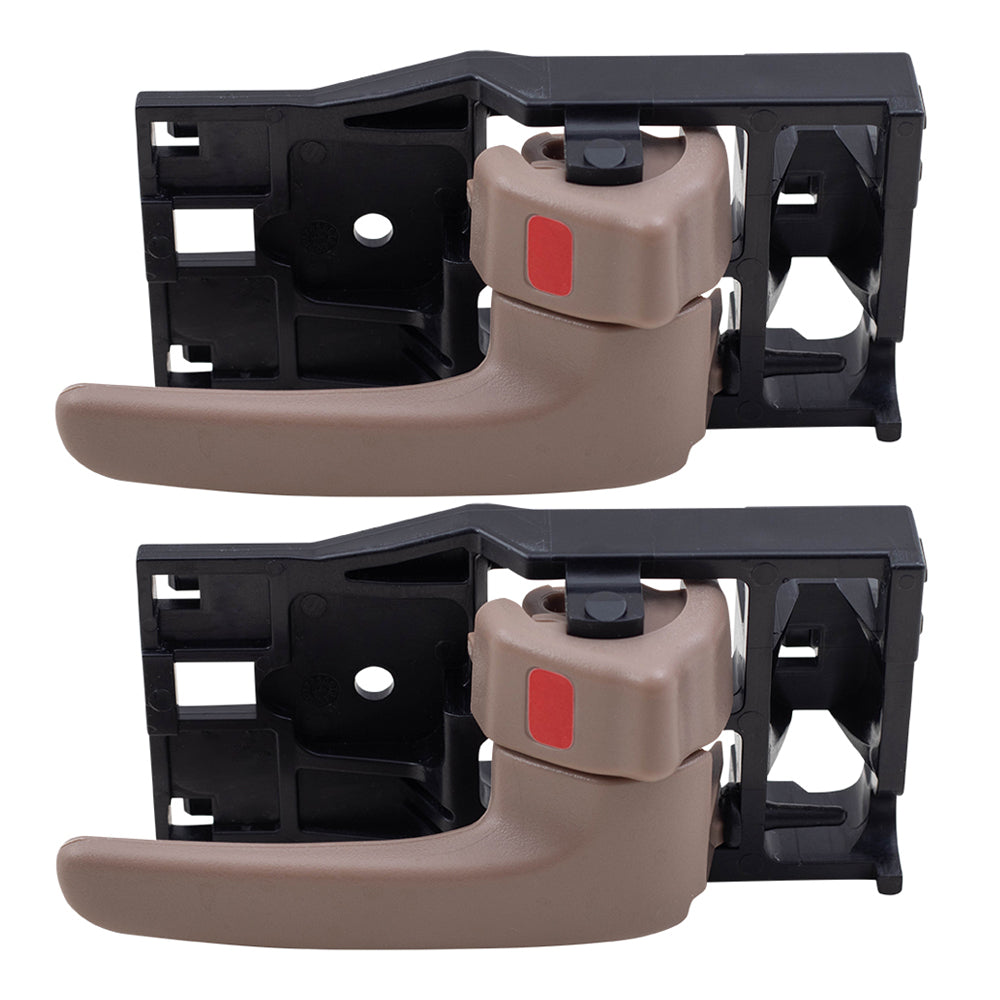 Brock Replacement Front and Rear Passenger Side Inside Brown/Oak Door Handles Set Compatible with 2001-2004 Sequoia & 2004-2006 Tundra Double Cab ONLY