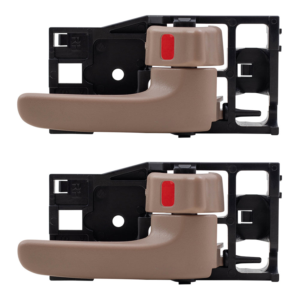 Brock Replacement Front and Rear Passenger Side Inside Brown/Oak Door Handles Set Compatible with 2001-2004 Sequoia & 2004-2006 Tundra Double Cab ONLY