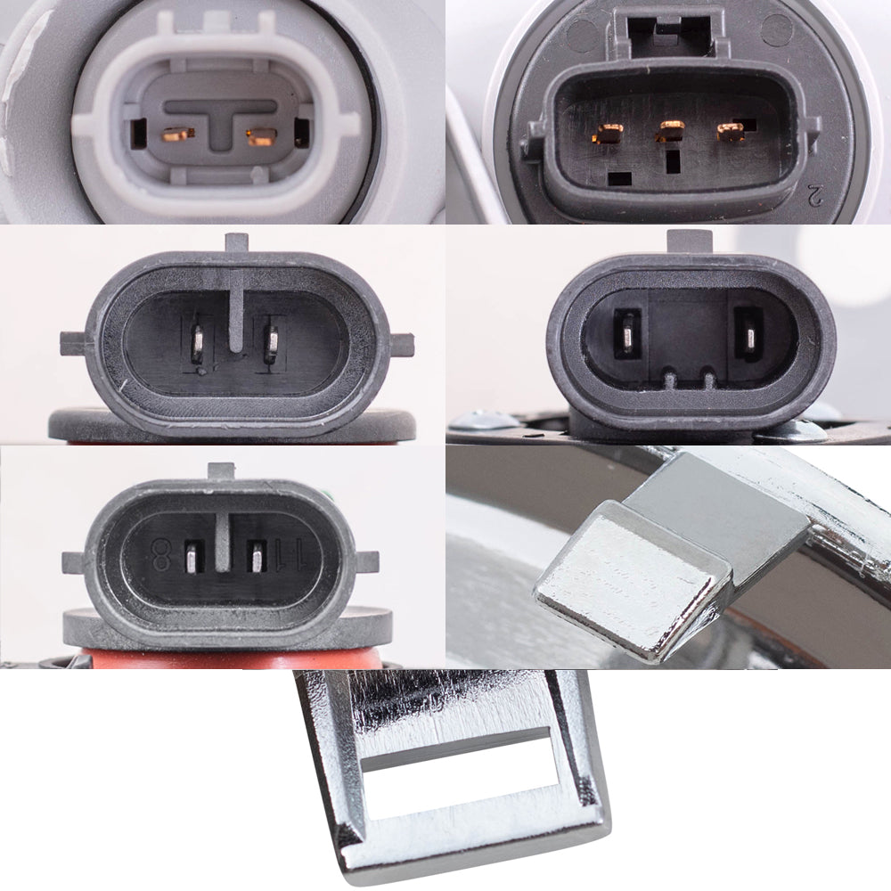 Brock Replacement Driver and Passenger Side Halogen Combination Headlights, Fog Lights, Chrome Fog Light Brackets and Fog Light Bezel Moldings 8 Piece Set Compatible with 2012-2014 Camry SE/SE Sport
