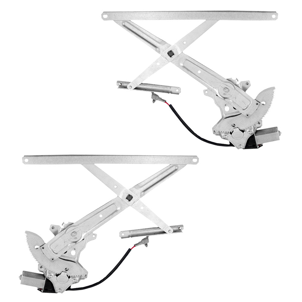 Brock Replacement Driver and Passenger Front Power Window Regulators & Motors Assemblies Compatible with 89-95 Pickup Truck SUV Without Vent Window 6980235030 6980135030
