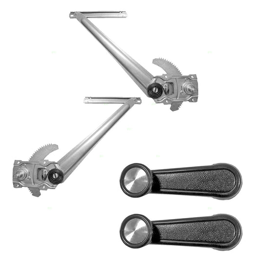Brock Replacement Manual Window Regulators and Black with Chrome Crank Handles Compatible with 84-89 4Runner with Vent Window