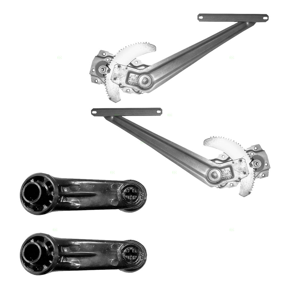 Brock Replacement Manual Window Regulators and Black with Chrome Crank Handles Compatible with 84-89 4Runner with Vent Window