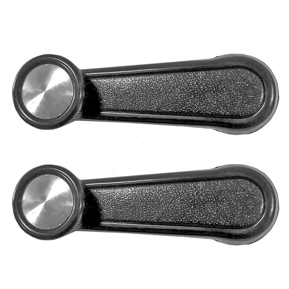 Brock Replacement Manual Window Regulators and Black with Chrome Crank Handles Compatible with 84-89 4Runner with Vent Window