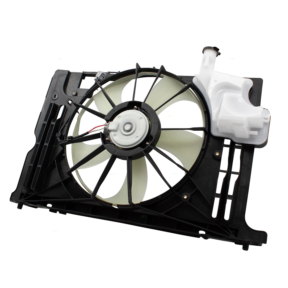 Brock Replacement Cooling Fan Assembly w/ Radiator Coolant Overflow Tank Replacement for 14-19 Corolla 163610T041 163630T020 16711-0T131 TO3115181