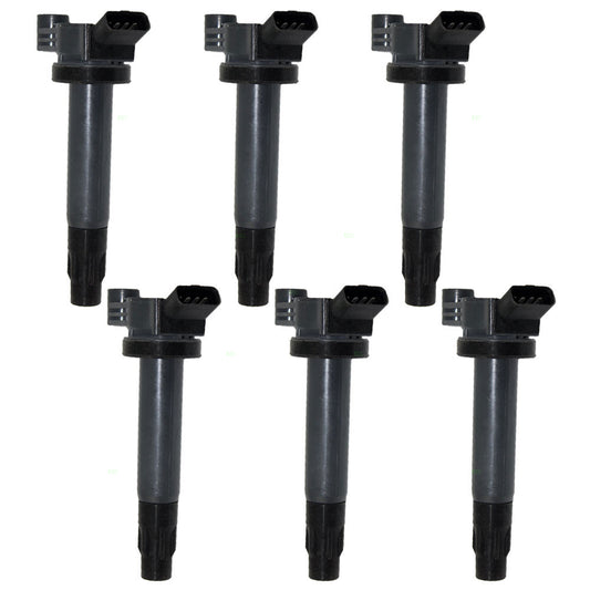 Brock Replacement 6 Piece Set Ignition Spark Plug Coils Compatible with Highlander Camry Sienna Solara RX400h RX300 ES330 6 cyl 90080-19025 90919-02246