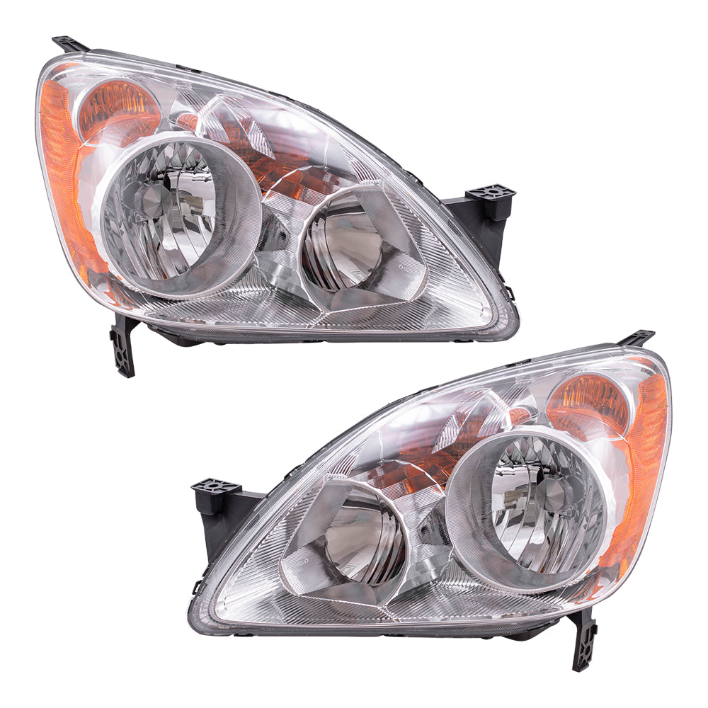 Brock Replacement Driver and Passenger Headlights Headlamps Compatible with 2005-2006 CR-V SUV 33151SCAA11 33101SCAA11