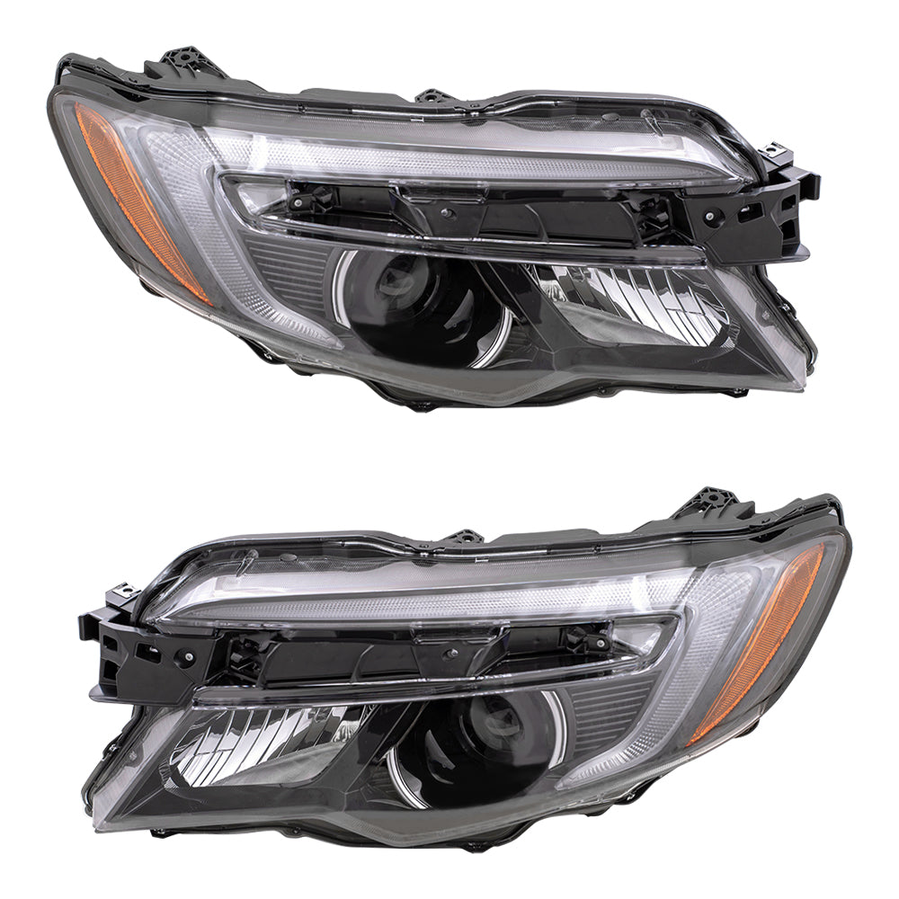 Brock Replacement Set Driver and Passenger Halogen Combination Headlights Compatible with 2016-2018 Pilot LX 2017-2020 Ridegline