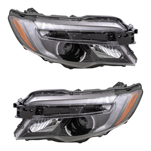 Brock Replacement Set Driver and Passenger Halogen Combination Headlights Compatible with 2016-2018 Pilot LX 2017-2020 Ridegline
