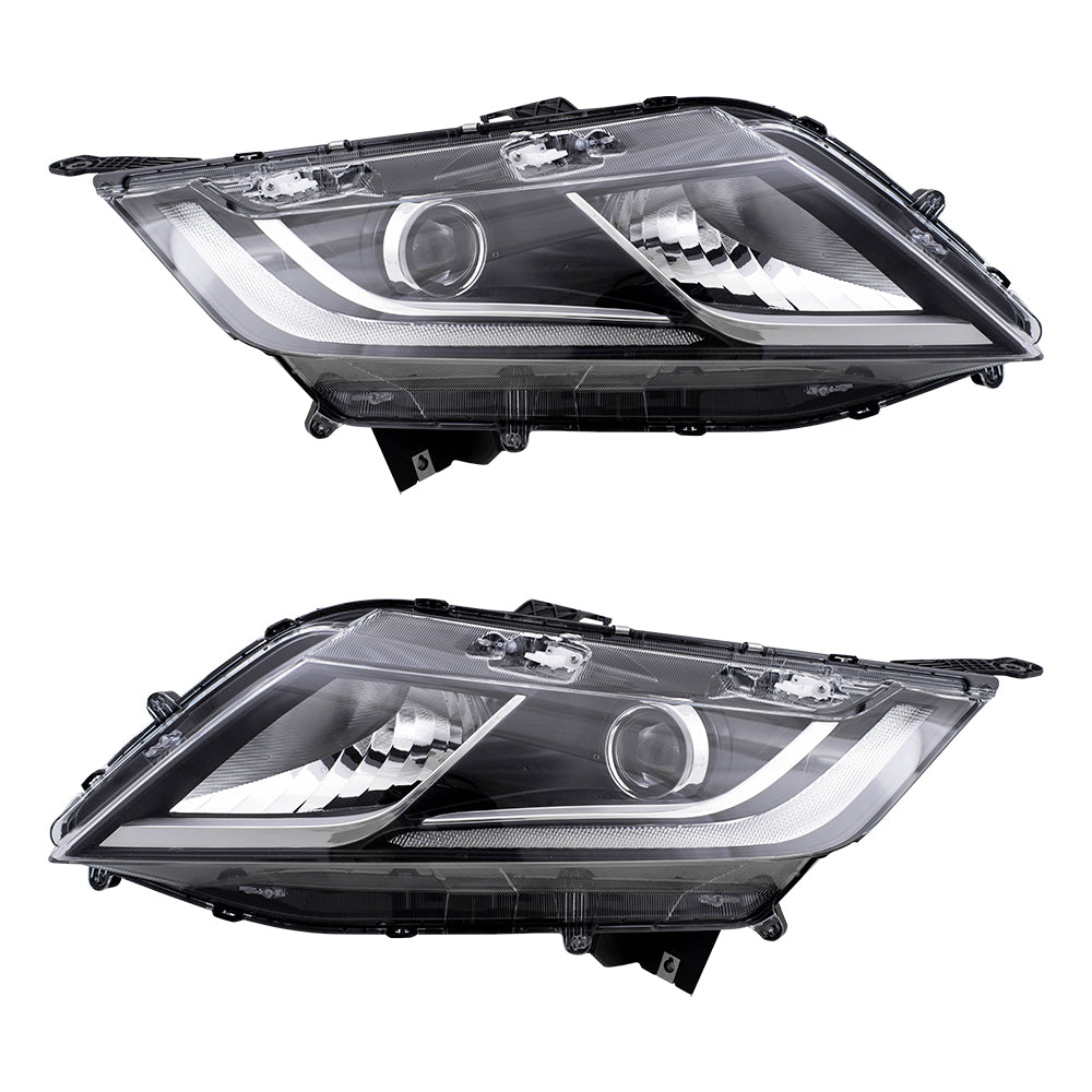 Brock Replacement Set Driver and Passenger Halogen Combination Headlights Compatible with 2018-2023 Odyssey