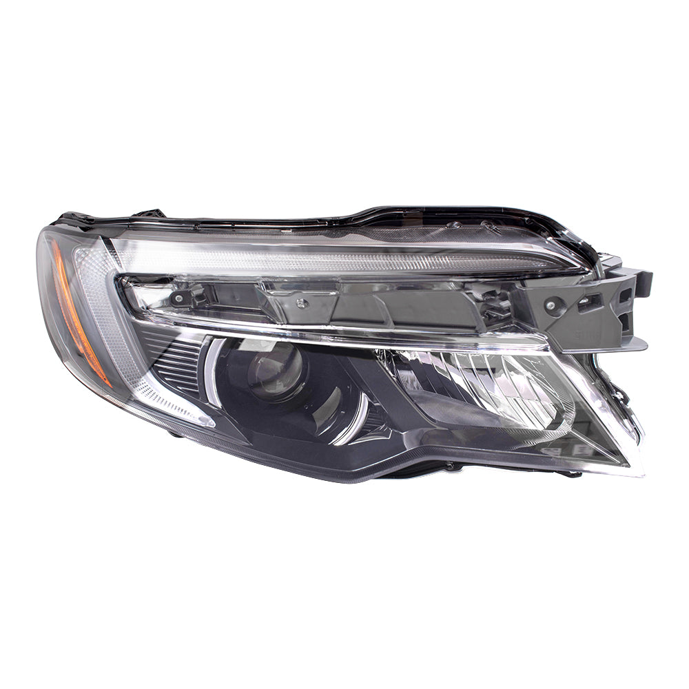 Brock Replacement Driver and Passenger Side Halogen Combination Headlight Assemblies w/ LED Daytime Running Lights Compatible with 16-20 Pilot