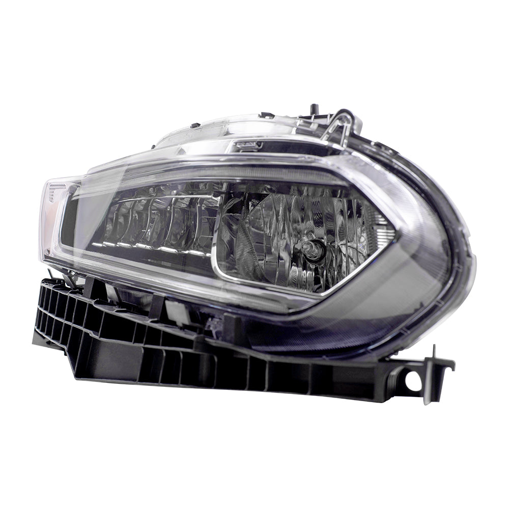 Brock Replacement Passenger Side Halogen Combination Headlight with Halogen High Beam Assembly Compatible with 2018-2020 Accord