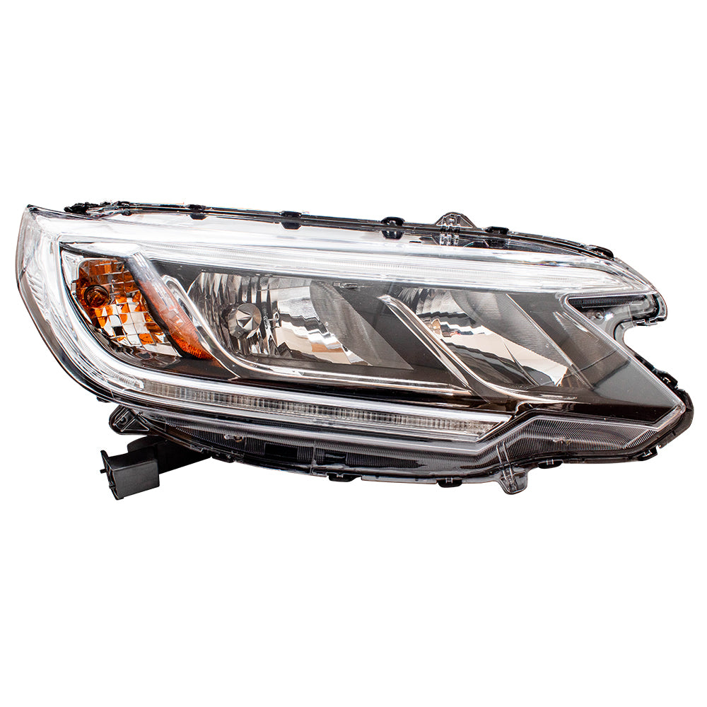 Brock Replacement Passengers Halogen Combination Headlight Headlamp w/LED Daytime Running Light Compatible with 15-16 CR-V (EXCLUDING Projector Headlamps) 33100T1WA01 HO2503161