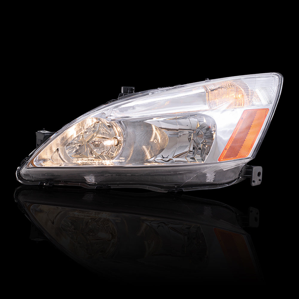 Brock Replacement Driver and Passenger Side Halogen Combination Headlight Assemblies Compatible with 2003-2007 Accord & 2005-2007 Accord Hybrid