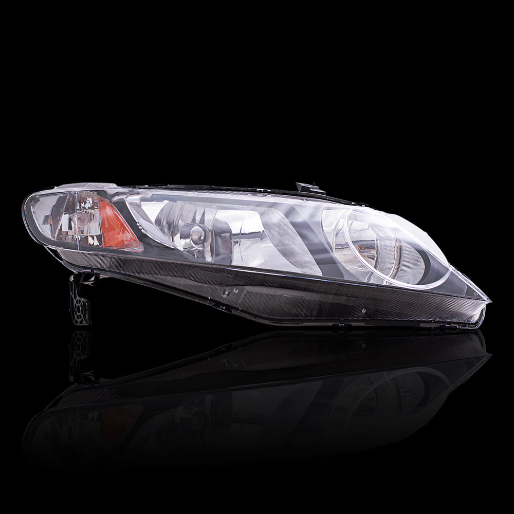 Brock Replacement Driver and Passenger Side Halogen Combination Headlight Unit Set Compatible with 2009-2011 Civic Sedan