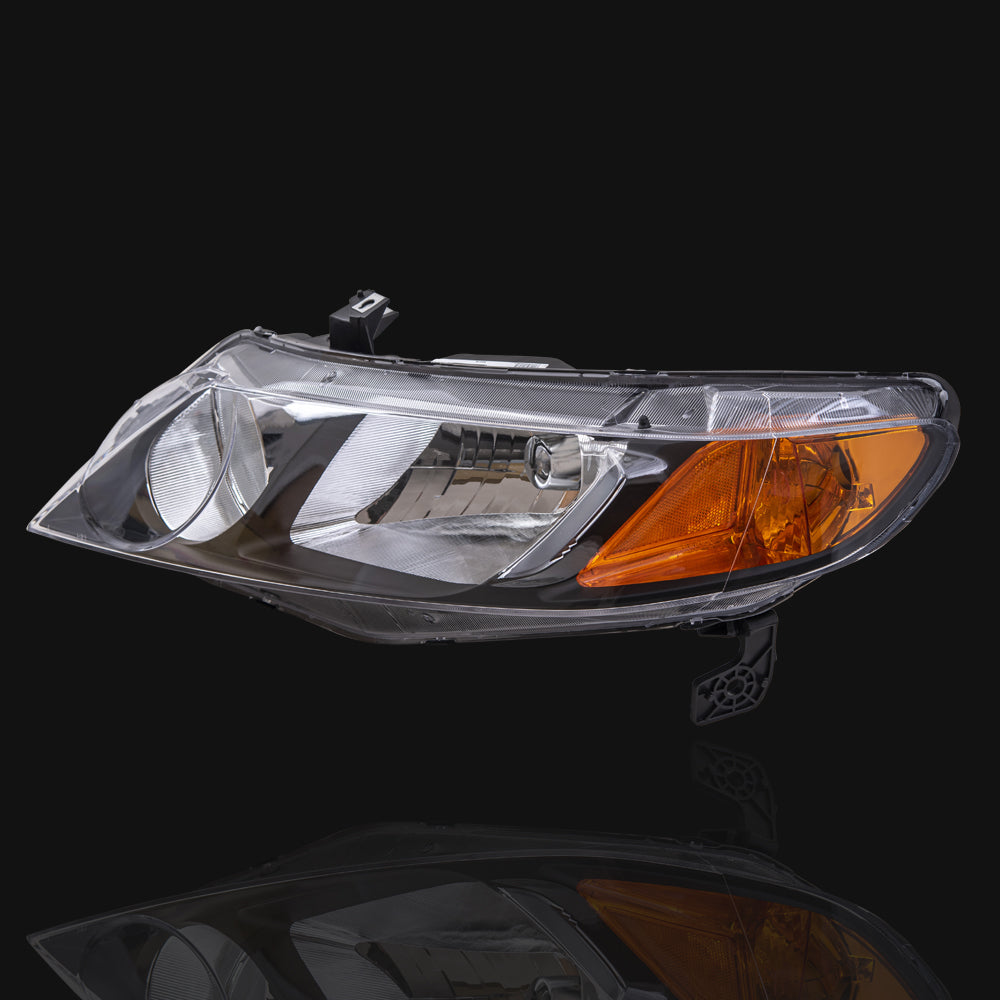 Brock Aftermarket Replacement Driver Left Passenger Right Halogen Combination Headlight Assembly Set Compatible With 2006-2008 Honda Civic Sedan