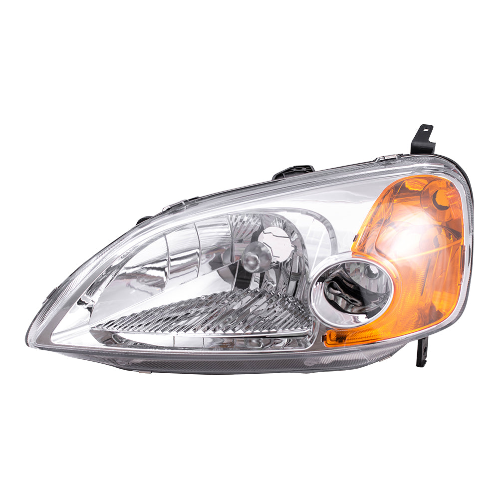 Brock Replacement Drivers Headlight Headlamp Compatible with Civic 33151-S5P-A01