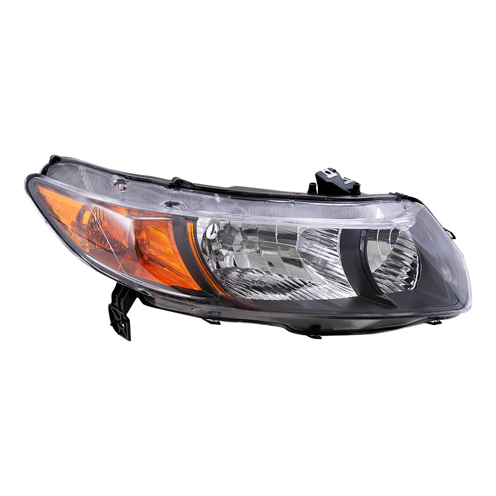 Fits Civic Coupe 06-11 Passengers Headlight - Amber Park Lens & Black Bezel