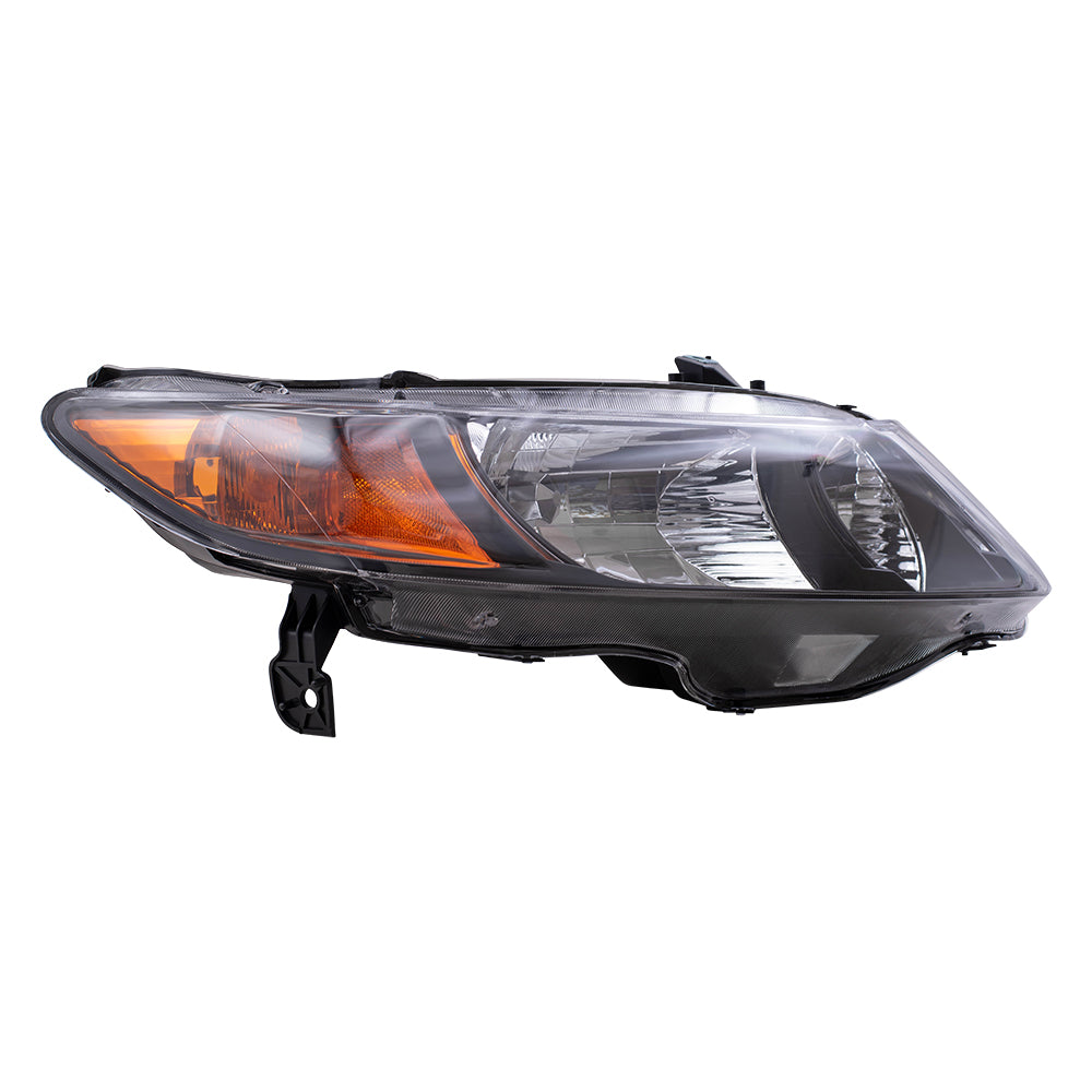 Fits Civic Coupe 06-11 Passengers Headlight - Amber Park Lens & Black Bezel