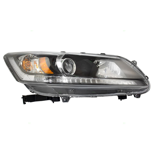 Brock Replacement Passengers Halogen Combination Headlight Headlamp Compatible with 13-15 Accord Sedan WITHOUT Daytime Running Lights 33100-T2A-A01