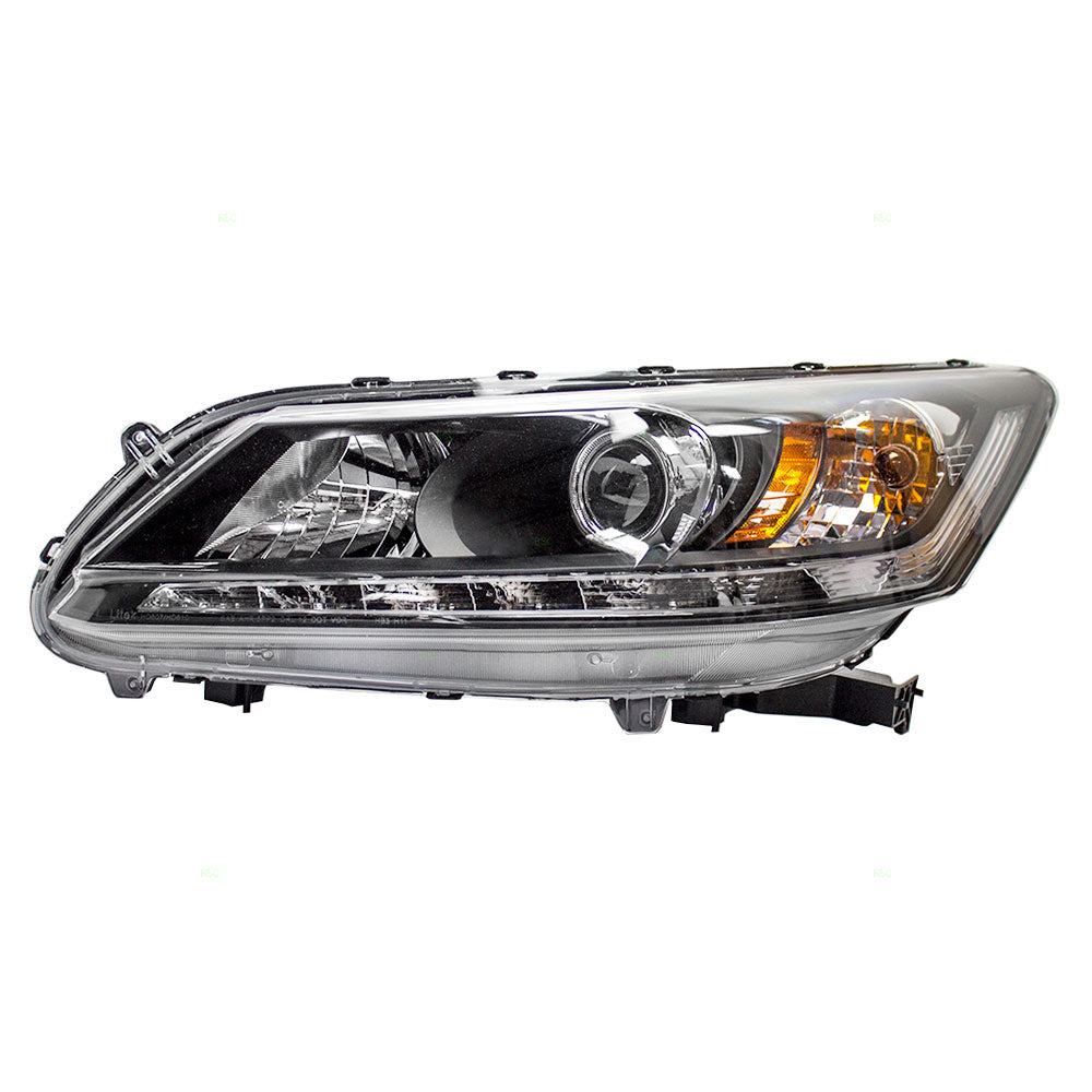 Brock Replacement Drivers Halogen Combination Headlight Headlamp Compatible with 13-15 Accord w/ LED Daytime Running Lights 33150-T2A-A11