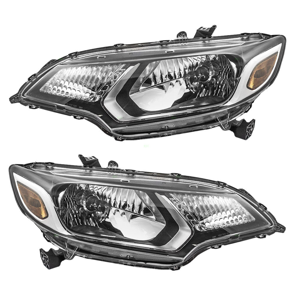 Brock Replacement Driver and Passenger Headlights Headlamps Compatible with 2015-2017 Fit 33150-T5A-A01 33100-T5A-A01