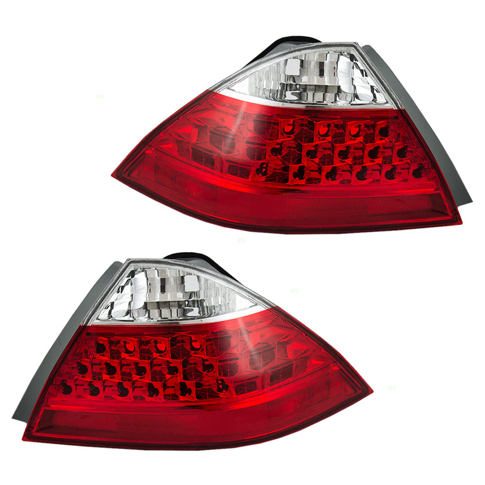 Brock Replacement Driver and Passenger Taillights Tail Lamps with & Red Lens Compatible with 06-07 Accord 33551SDRA01 33501SDRA01