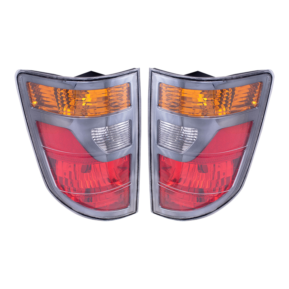 Brock Replacement Driver and Passenger Taillights Tail Lamps Compatible with 06-08 Pickup Truck 33551SJCA01 33501SJCA01