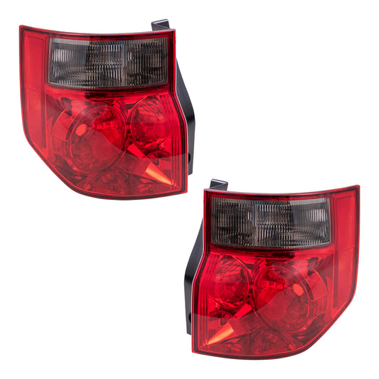 Brock Replacement Driver and Passenger Taillights Tail Lamps with Bright Red Lens Compatible with 03-08 Element 33551SCVA01 33501SCVA01
