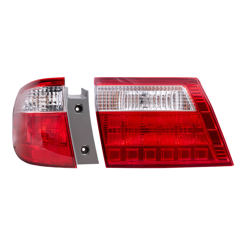 Brock Replacement Driver Side Tail Light Units Liftgate Mounted and Quarter Mounted Compatible with 2005-2007 Honda Odyssey