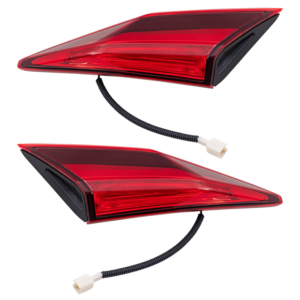 Brock Replacement Pair Tail Lights Compatible with 2016-20219 Civic Sedan Driver and Passenger Lid Mounted Set Tail Lamps 34155TBAA01 34150TBAA01