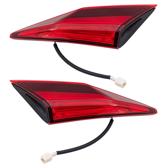 Brock Replacement Pair Tail Lights Compatible with 2016-20219 Civic Sedan Driver and Passenger Lid Mounted Set Tail Lamps 34155TBAA01 34150TBAA01