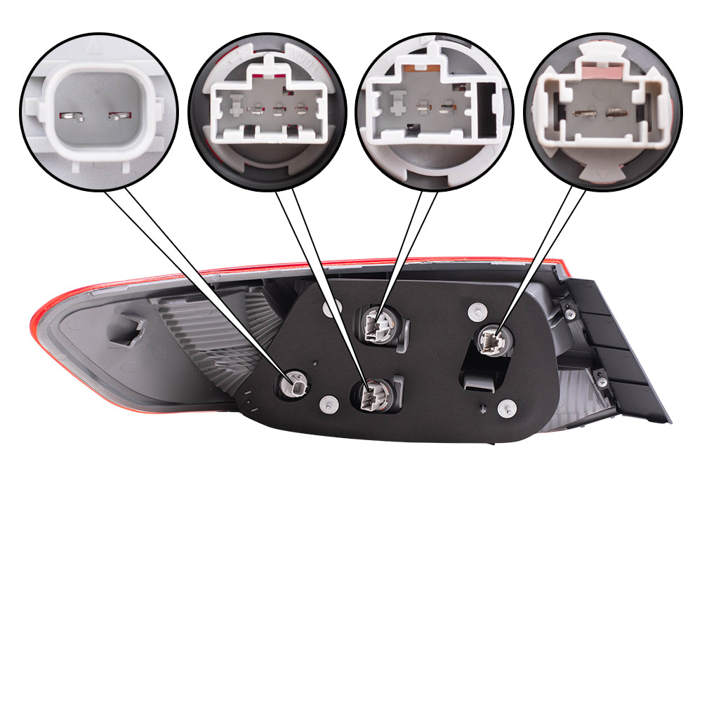 Brock Replacement Driver and Passenger Side Tail Light Assembly Set Compatible with 2013-2015 Accord Coupe