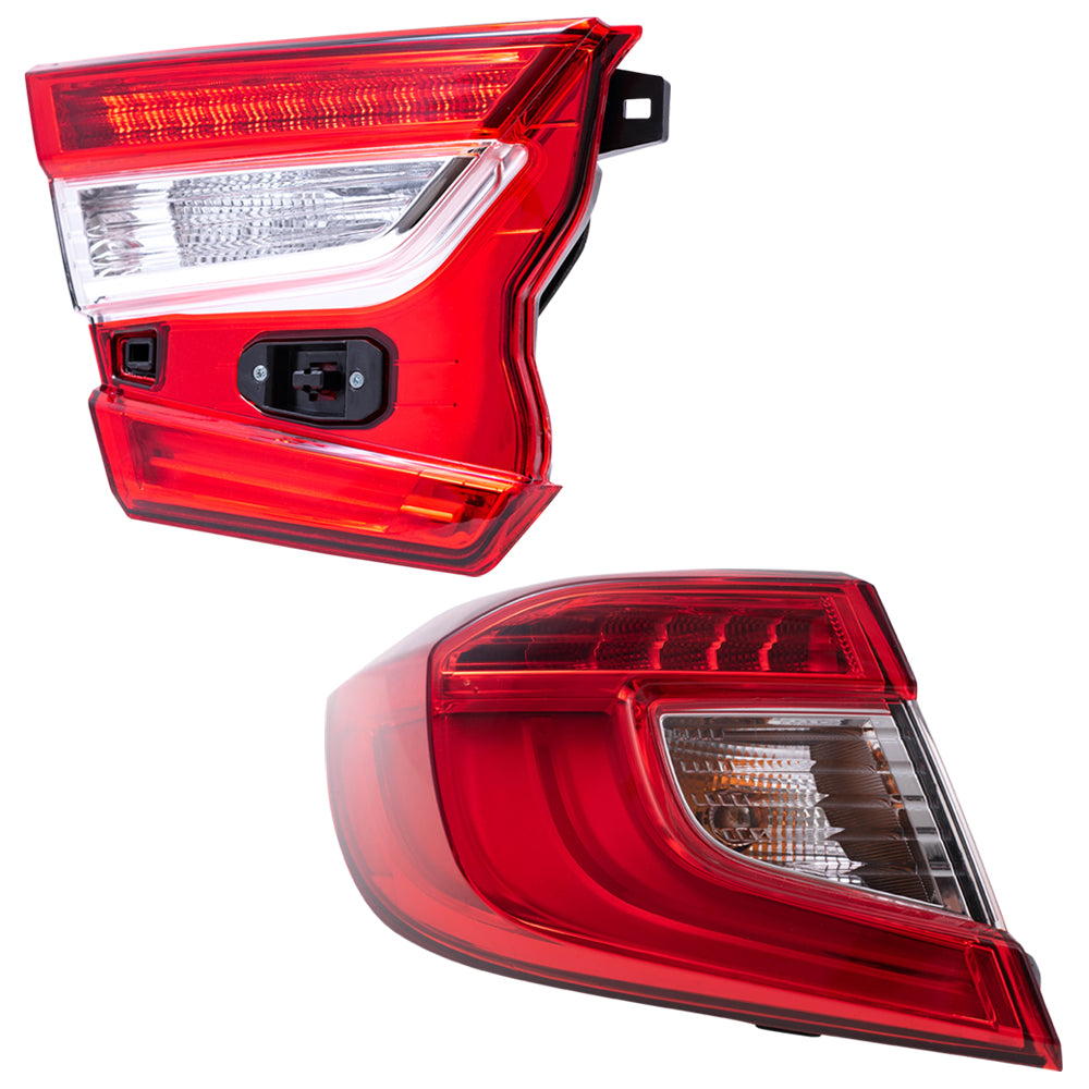 Brock Aftermarket Replacement Driver Left Tail Light Assembly Set Compatible With 2018-2022 Honda Accord Sedan Except Touring