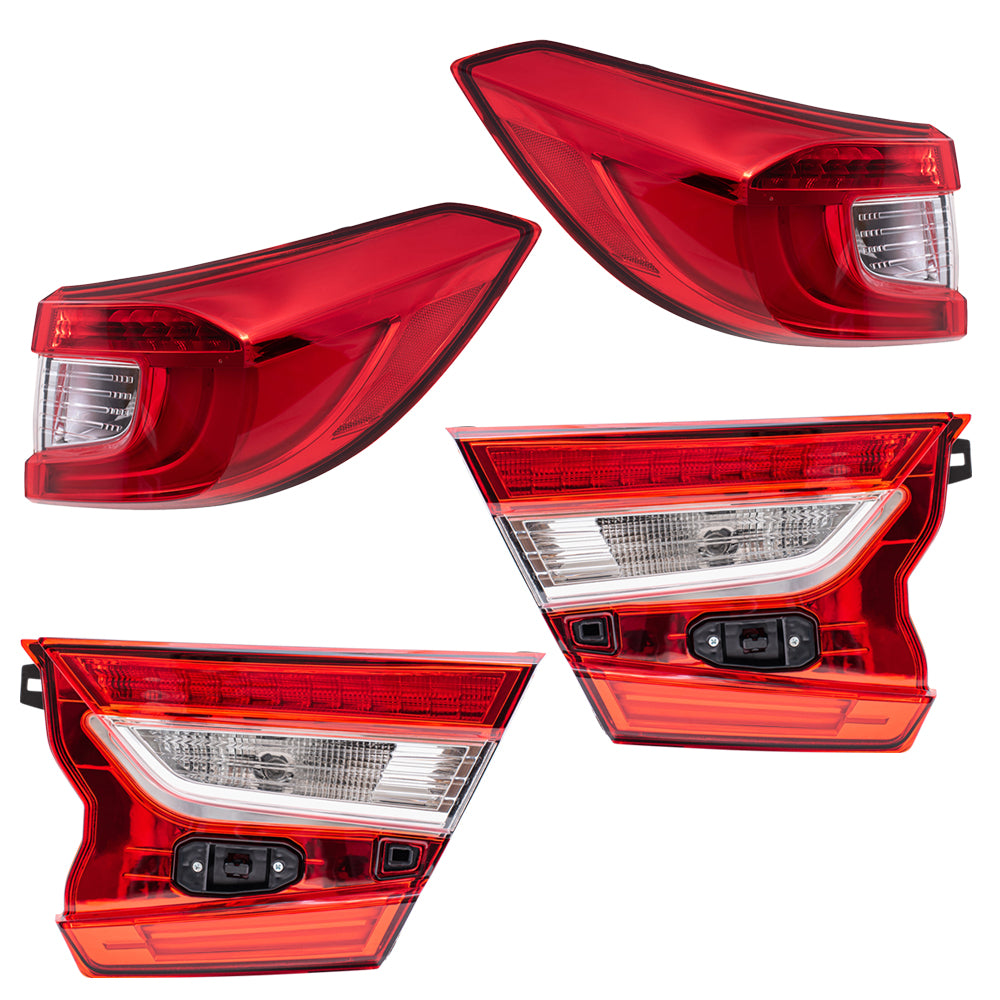 Brock Aftermarket Replacement Driver Left Passenger Right Tail Light Assembly Set Compatible With 2018-2022 Honda Accord Sedan Except Touring