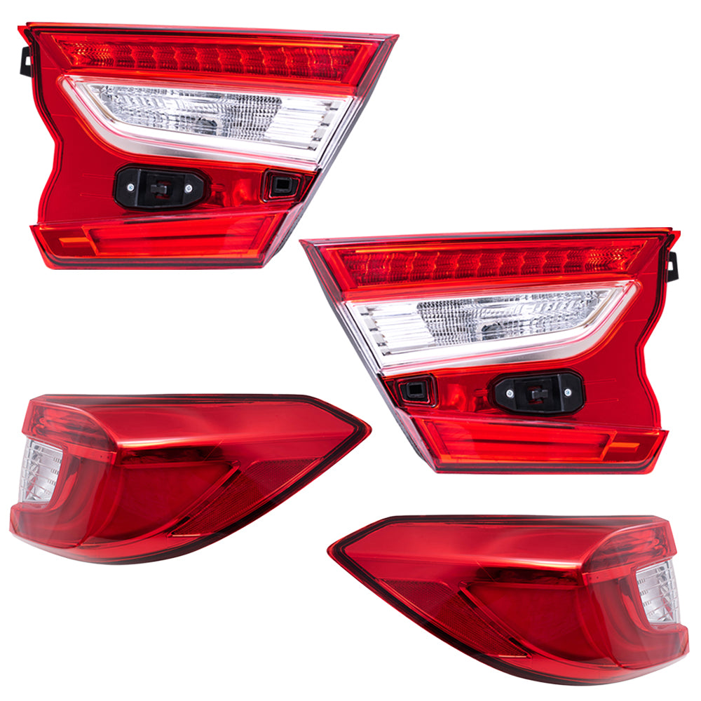 Brock Aftermarket Replacement Driver Left Passenger Right Tail Light Assembly Set Compatible With 2018-2022 Honda Accord Sedan Except Touring