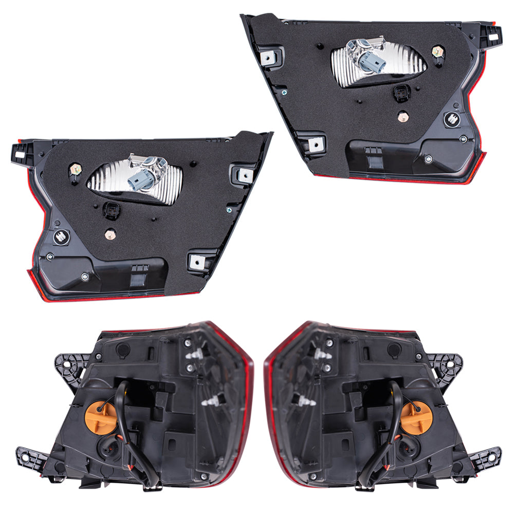 Brock Aftermarket Replacement Driver Left Passenger Right Tail Light Assembly Set Compatible With 2018-2022 Honda Accord Sedan Except Touring