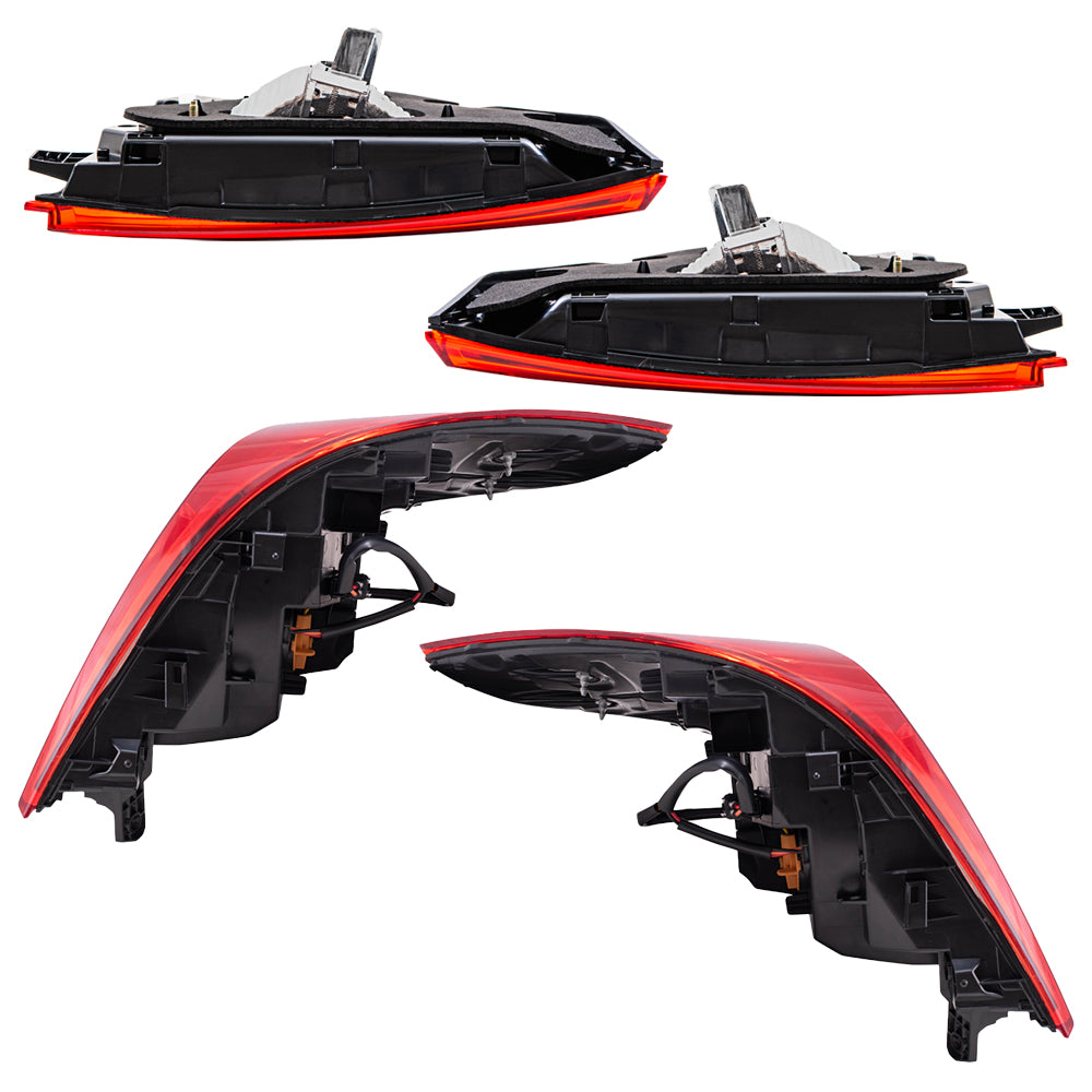 Brock Aftermarket Replacement Driver Left Passenger Right Tail Light Assembly Set Compatible With 2018-2022 Honda Accord Sedan Except Touring