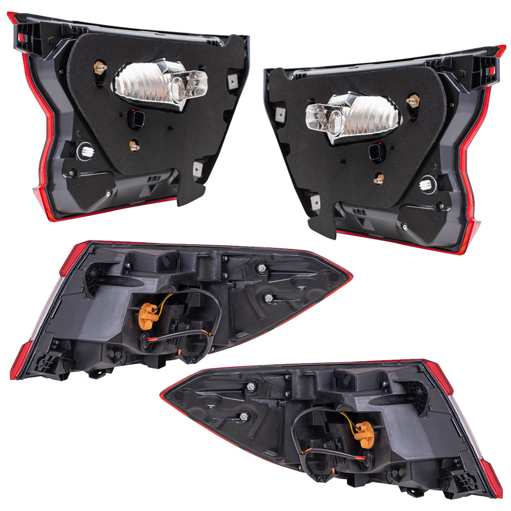 Brock Aftermarket Replacement Driver Left Passenger Right Tail Light Assembly Set Compatible With 2018-2022 Honda Accord Sedan Except Touring