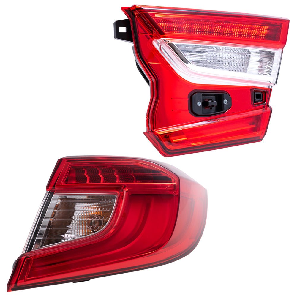 Brock Aftermarket Replacement Passenger Right Tail Light Assembly Set Compatible With 2018-2022 Honda Accord Sedan Except Touring