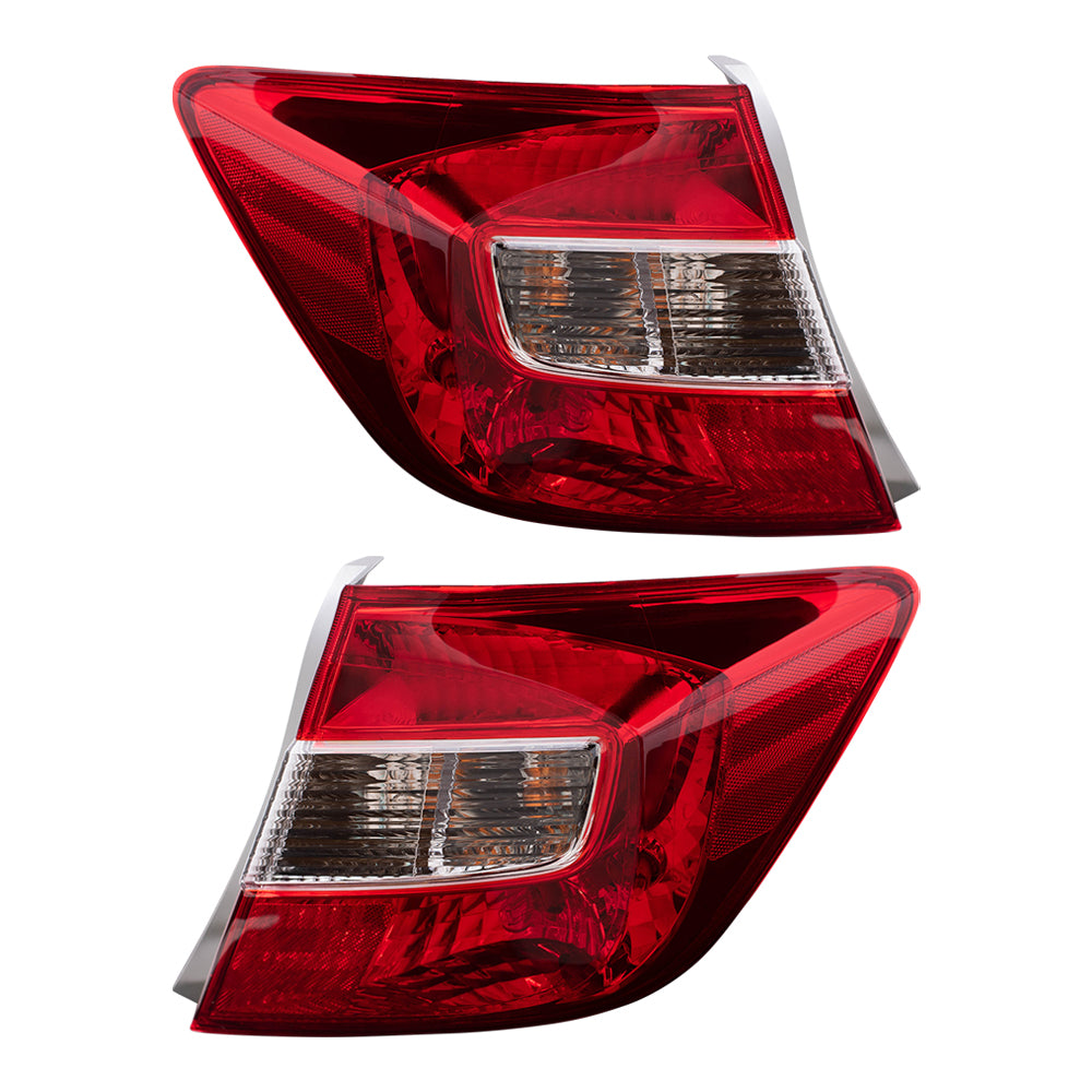 Brock Replacement Driver and Passenger Taillights Tail Lamps Compatible with 12 Civic Sedan 33550TR0A01 33500TR0A01