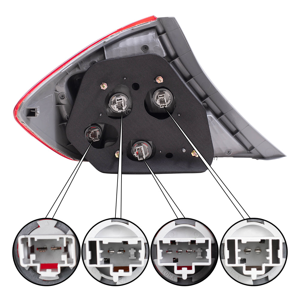 Brock Replacement Driver and Passenger Taillights Tail Lamps Compatible with 12 Civic Sedan 33550TR0A01 33500TR0A01