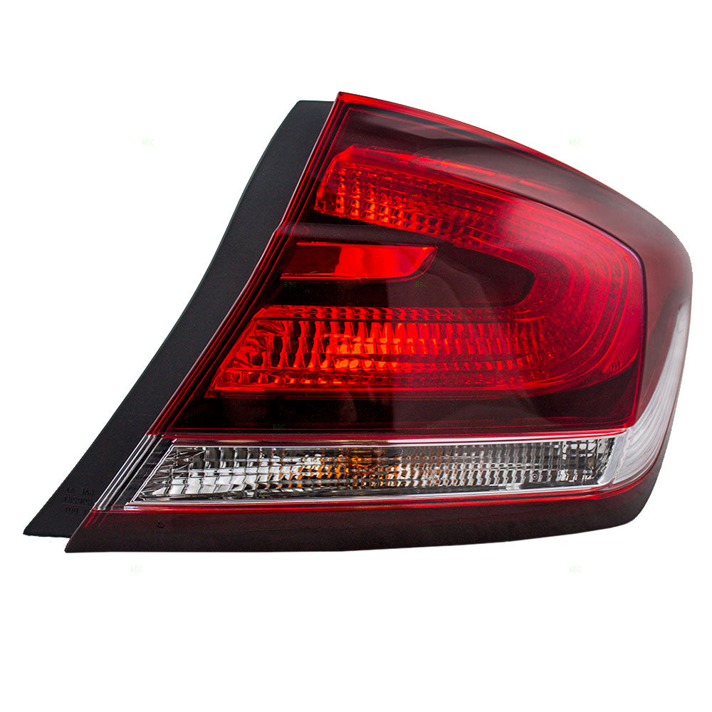 Brock Replacement Passengers Taillight Quarter Panel Mounted Tail Lamp Compatible with 13-15 Civic 33500-TR0-A51