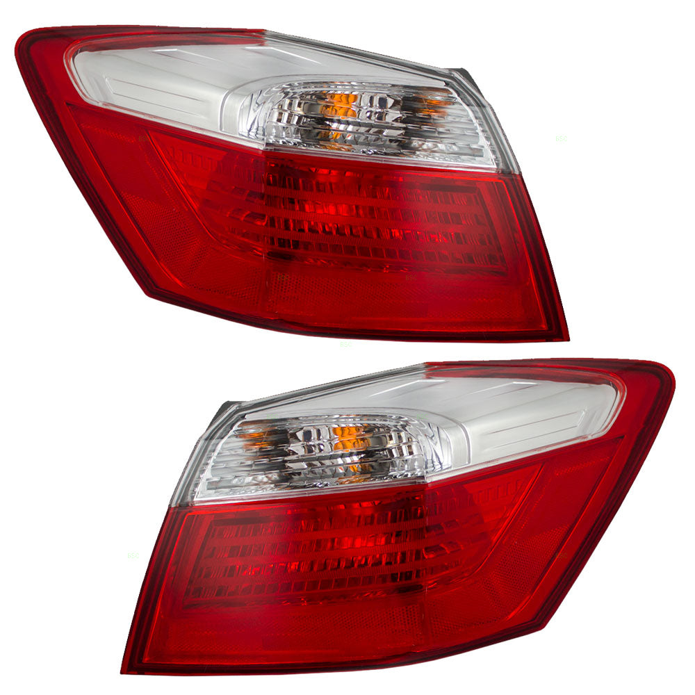 Brock Replacement Driver and Passenger Taillights Tail Lamps Compatible with 13-15 Accord Sedan 33550-T2A-A01 33500-T2A-A01