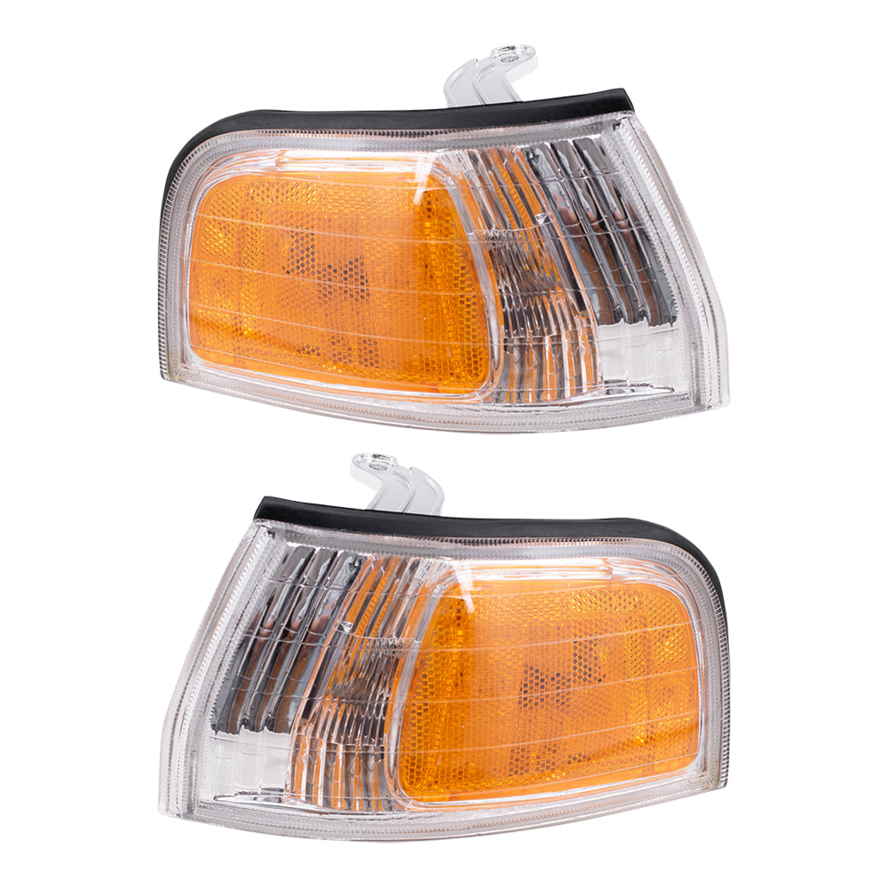 Brock Replacement Driver and Passenger Park Signal Side Marker Lights Lamps Compatible with 92-93 Accord 34350-SM4-A03 34300-SM4-A03