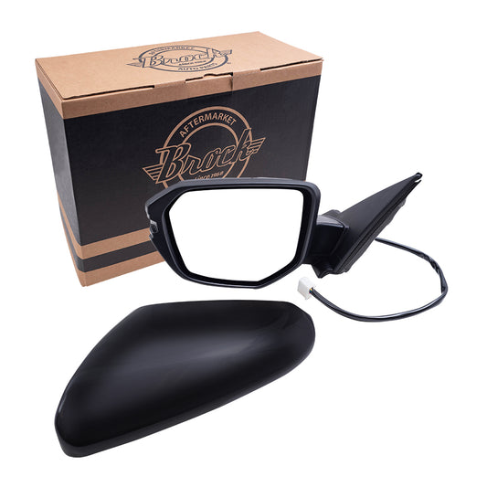 Brock Replacement Driver Side Power Mirror Paint-to-Match Black with Heat and Signal Compatible with 2017-2021 Honda Civic Hatchback Sport Touring