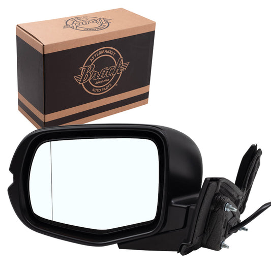 Brock Aftermarket Replacement Driver Left Power Mirror With Heat Without Signal-Memory Paint To Match Black Cover Compatible With 2016 Honda Pilot EX/EX-L AWD