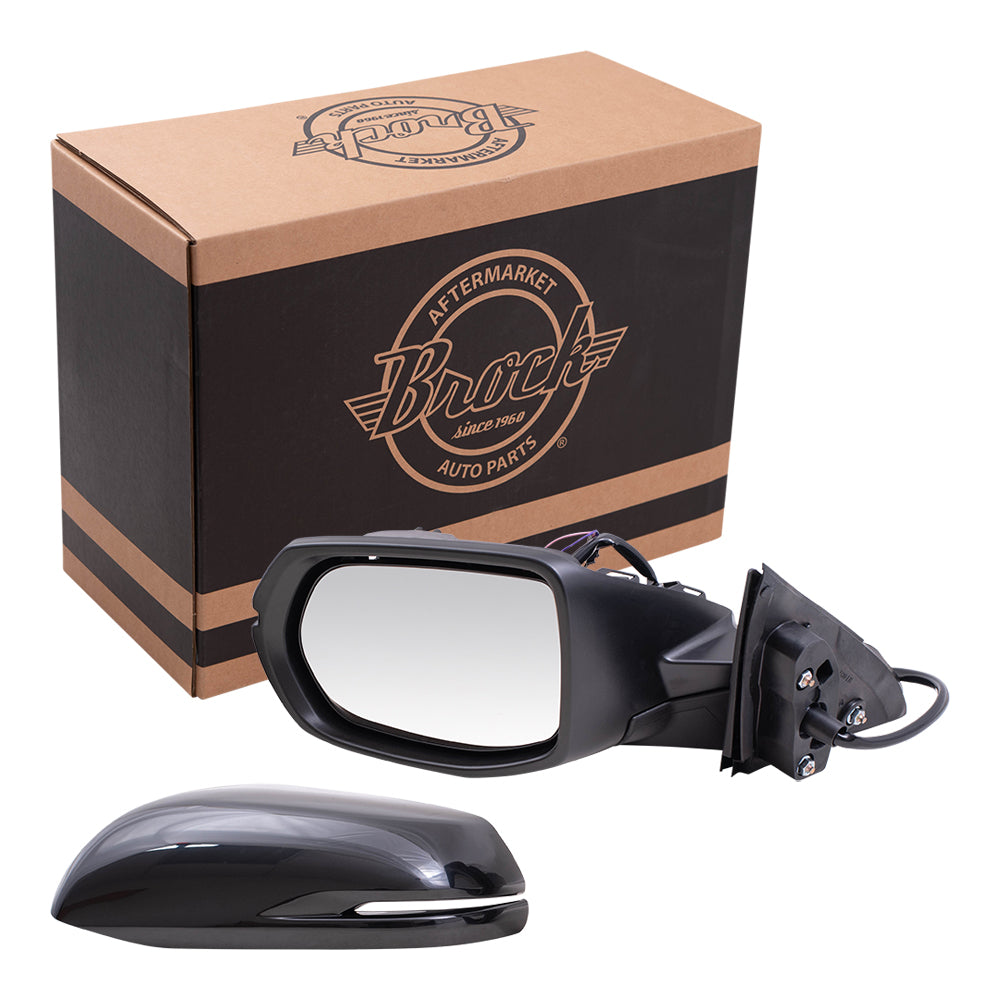 Brock Replacement Drivers Power Mirror w/ Heat Signal Flat Glass Compatible with 2016-2018 HR-V EX EX-L
