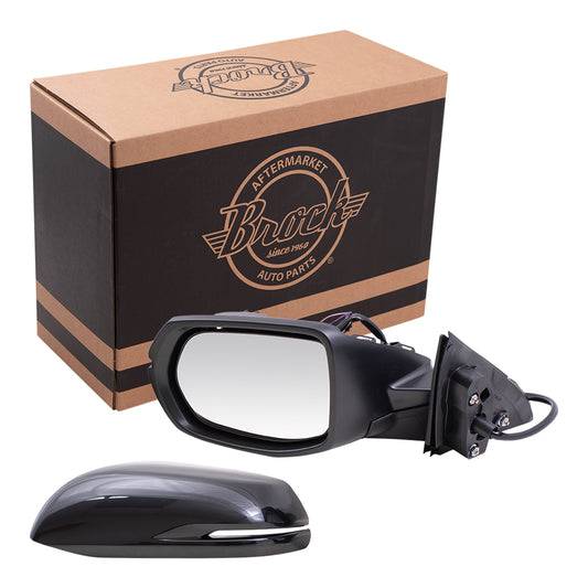 Brock Replacement Drivers Power Mirror w/ Heat Signal Flat Glass Compatible with 2016-2018 HR-V EX EX-L